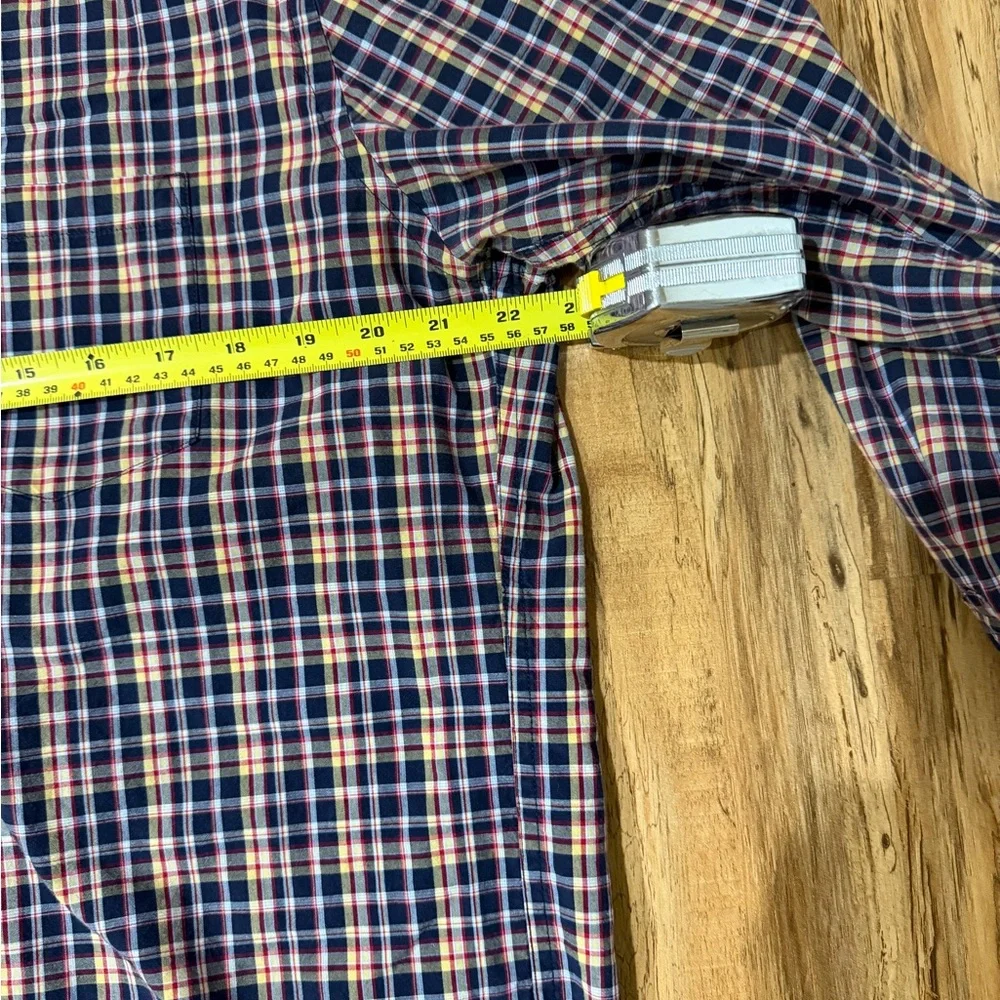J. Crew Men's Casual Button Down Shirt Black Yellow Red Plaid Slim Fit Preppy XL